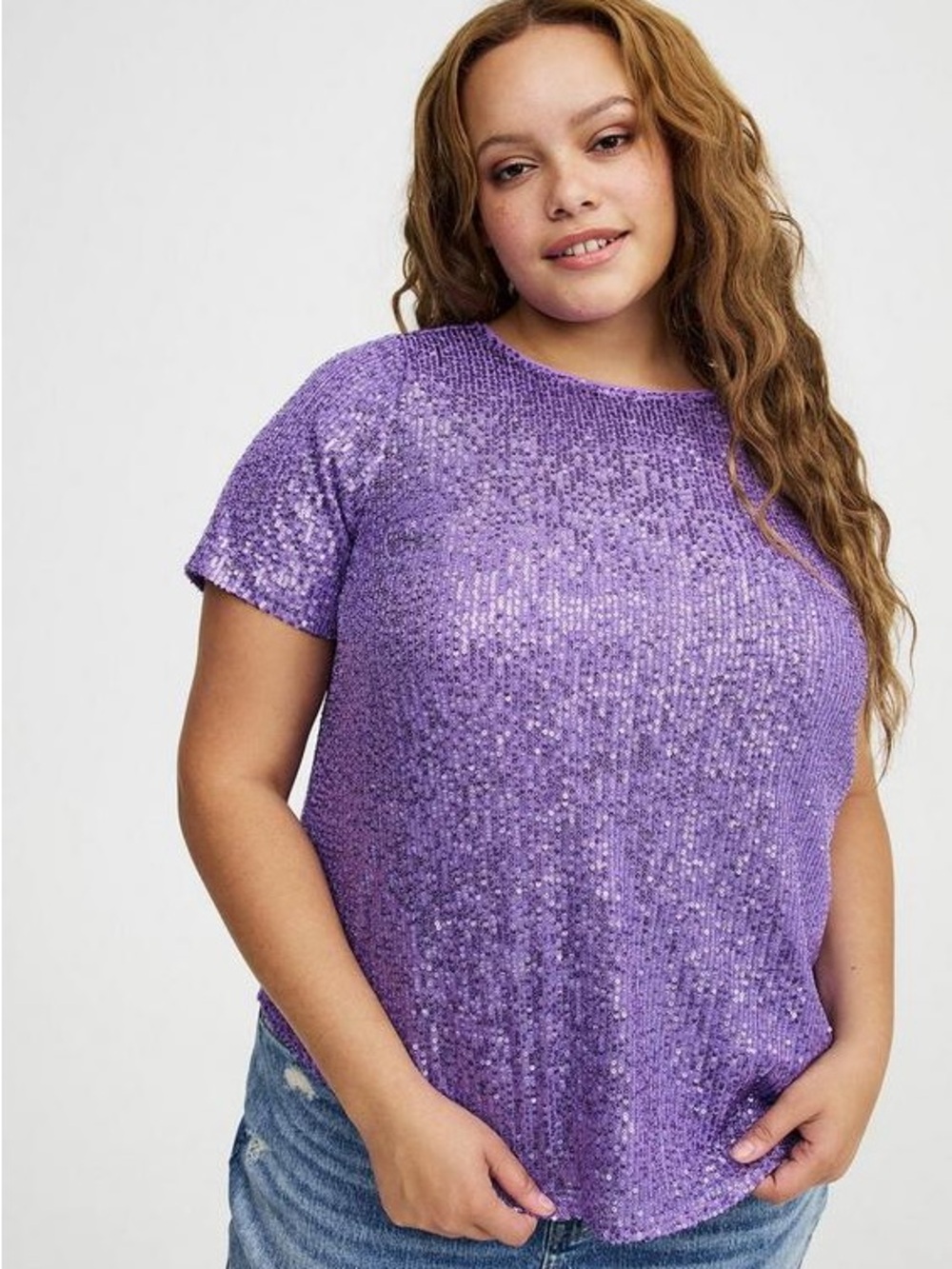 torrid Lavender Sequin Short-Sleeve Tee